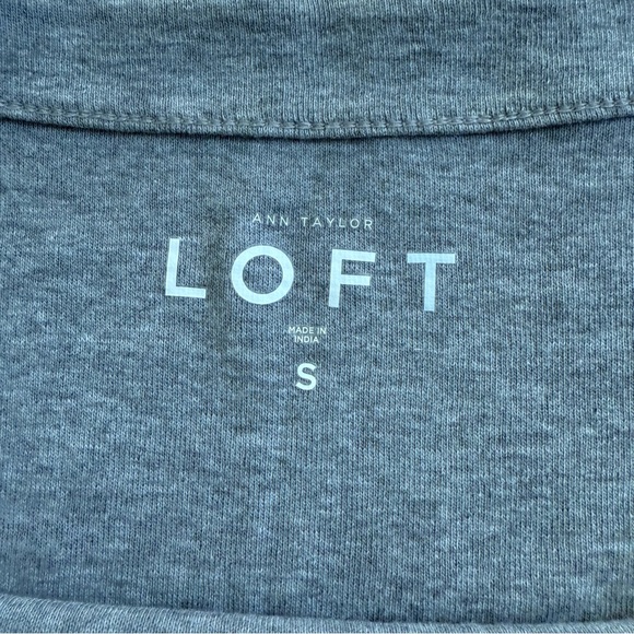 LOFT Gray and Cream Long Sleeve Top - Picture 3 of 4